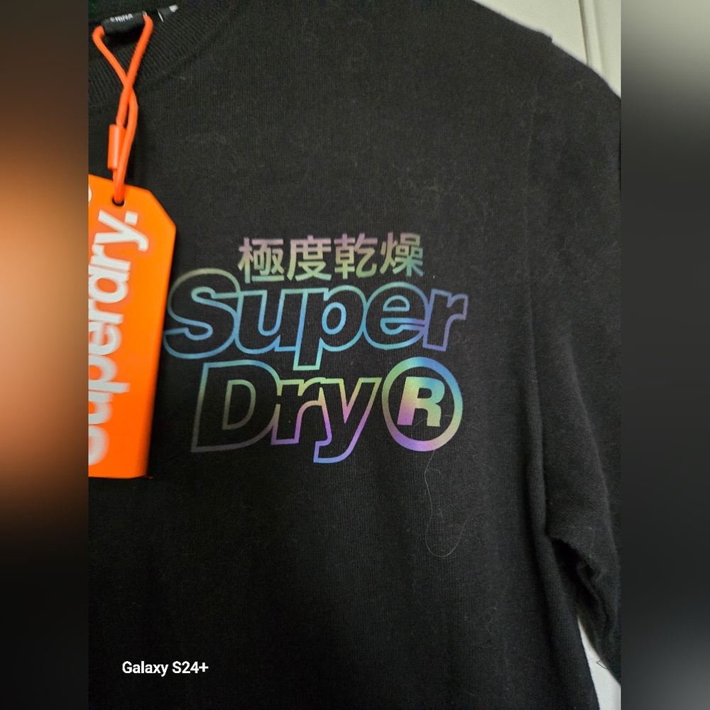 Superdry Black T-Shirt with Holographic Logo